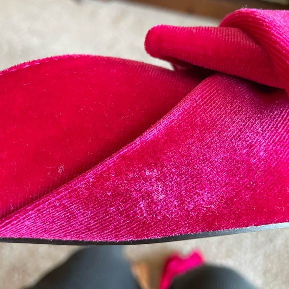 Pink velvet bow slippers - Picture 4 of 9